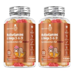 Multivitamin Gummibärchen für Kinder - 2er-Pack, 120 Bärchen - Mit Omega 3, 6, 9